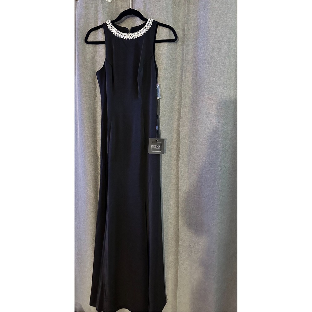 NWT  Mac Duggal 49093 Black Embellished Neck Trumpet Maxi Dress Size 2 - $358 - Picture 3 of 6